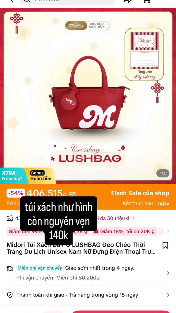Túi xách Midori LUSHBAG Da Đỏ cũ. Mua bán Túi xách tại Quận Thanh Khê Đà Nẵng được đăng bởi lê thuỷ hình 1