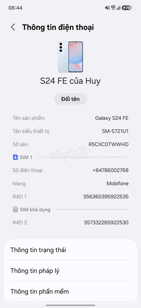 samsung S24 FE 8/128. Mua bán Điện thoại tại Quận 7 Tp Hồ Chí Minh được đăng bởi Nguyễn Phạm Tuấn Huy hình 1
