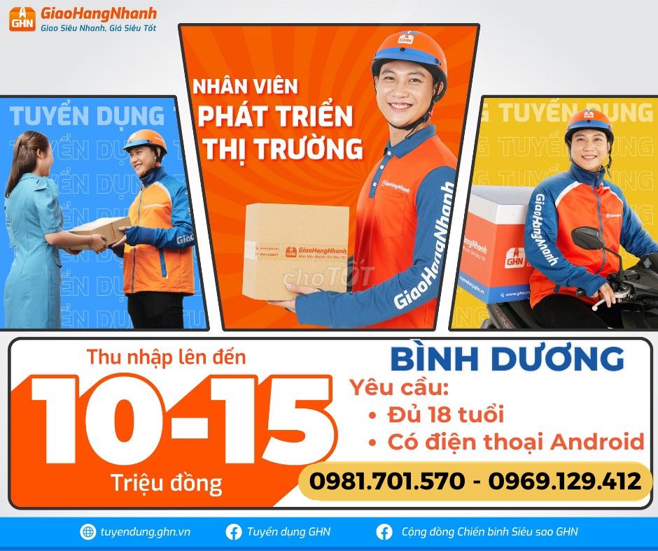 Bình Chuẩn Thuận An Tuyển Shipper Lương 10-15TR