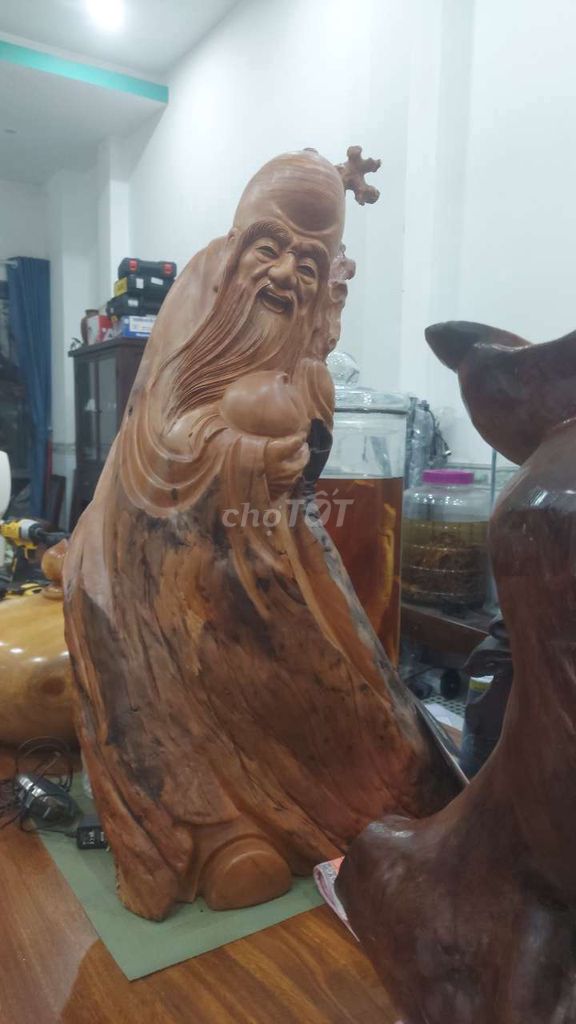 Tượng gỗ Ông Thọ Gỗ 95x55cm. Mua bán Đồ sưu tầm, đồ cổ tại Thành phố Dĩ An Bình Dương được đăng bởi Cuu Long hình 1