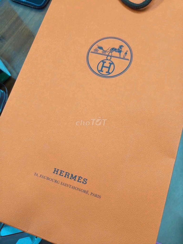 Caravat Hermes Authentic màu xanh New 100%