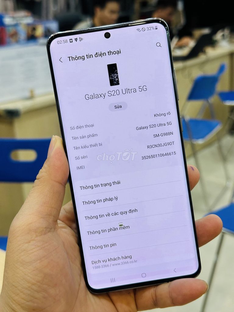 GALAXY S20 UTRAL 5G 12/256GB BỊ HƠI NHOẰNG NHOẰNG