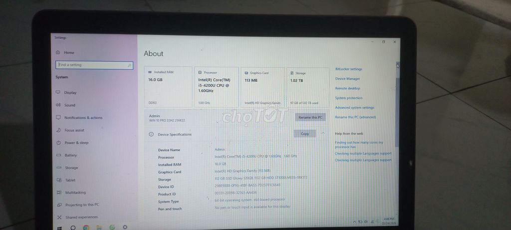 Lapptop Sony Vaio 128GB SSD + 1TB HDD. Mua bán Laptop tại Thành phố Thủ Đức Tp Hồ Chí Minh được đăng bởi Mai Vũ Linh hình 1