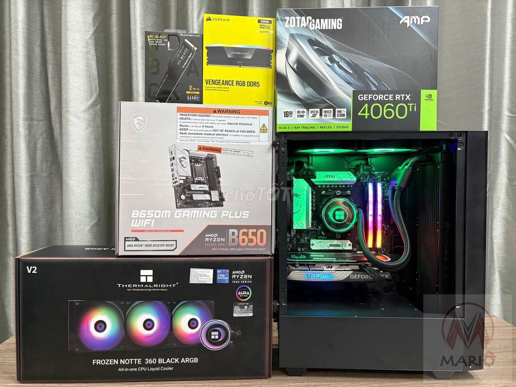 Dàn máy Ryzen 9 7950X, RTX 4060 Ti 16GB, 32GB, 2TB