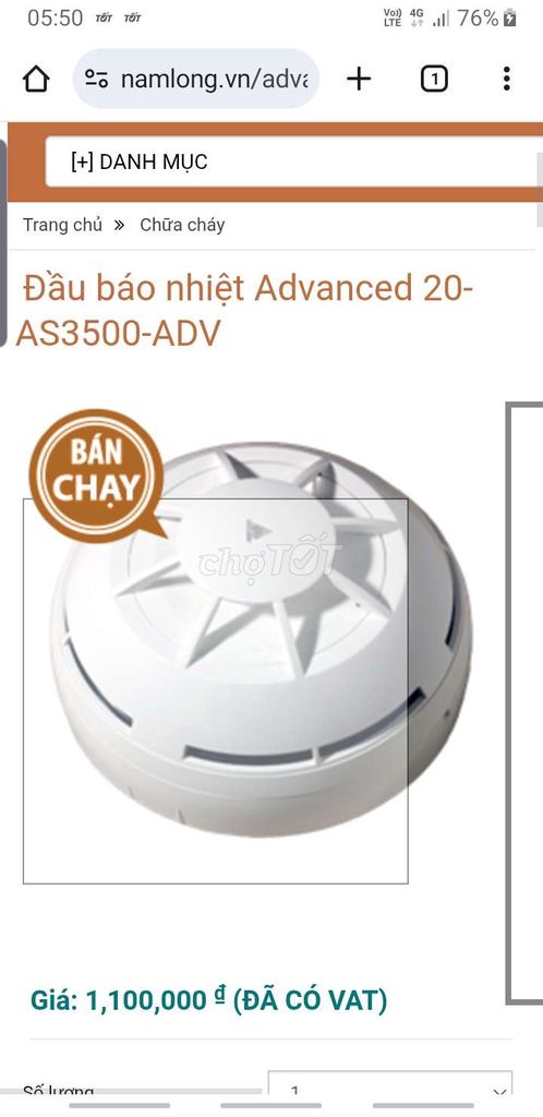 Đầu báo cháy Advanced 20-AS3500-ADV Trắng. Mua bán Đồ chuyên dụng, Giống nuôi trồng tại Quận Hai Bà Trưng Hà Nội được đăng bởi Long hình 1