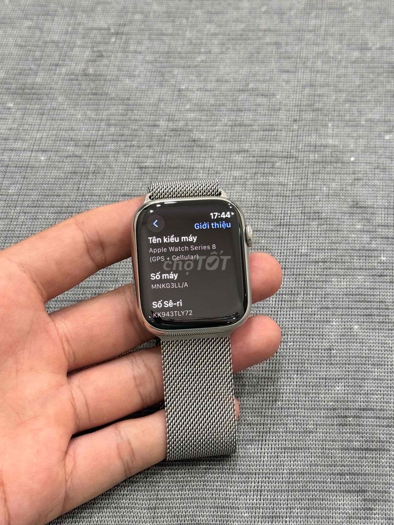 Apple Watch Series 8/45MM LTE Thép Trắng Milanese