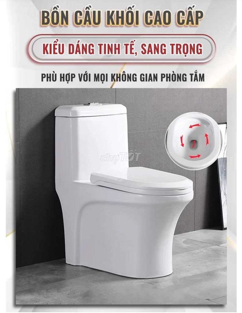 Bàn Cầu 1 Khối Màu Trắng MTBC