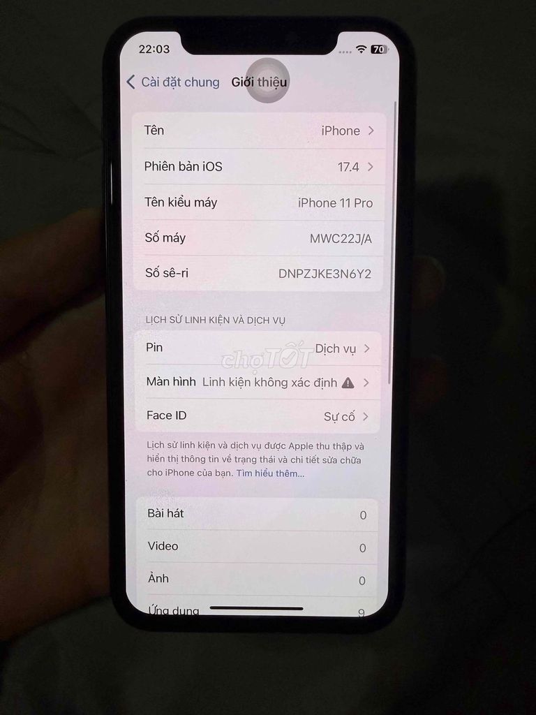 Apple iPhone 11 Pro Xám iOS 17.4 Màn lô. Mua bán Điện thoại tại Huyện Quỳnh Lưu Nghệ An được đăng bởi Hồ Nam Phong hình 1