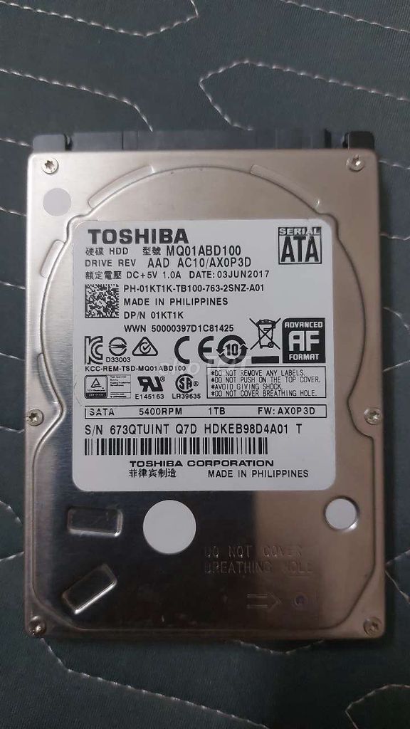 Ổ cứng HDD Toshiba 1TB 2.5 inch SATA 5400rpm. Mua bán Linh kiện (RAM, Card...) tại Thành phố Thanh Hóa Thanh Hóa được đăng bởi Lê Thanh Hà hình 1