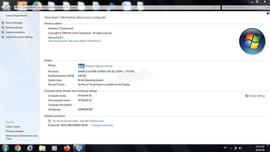 Dell Inspiron 3442 i3-4005U 14 inch 4GB Đen. Mua bán Laptop tại Thành phố Pleiku Gia Lai được đăng bởi Minh hình 1
