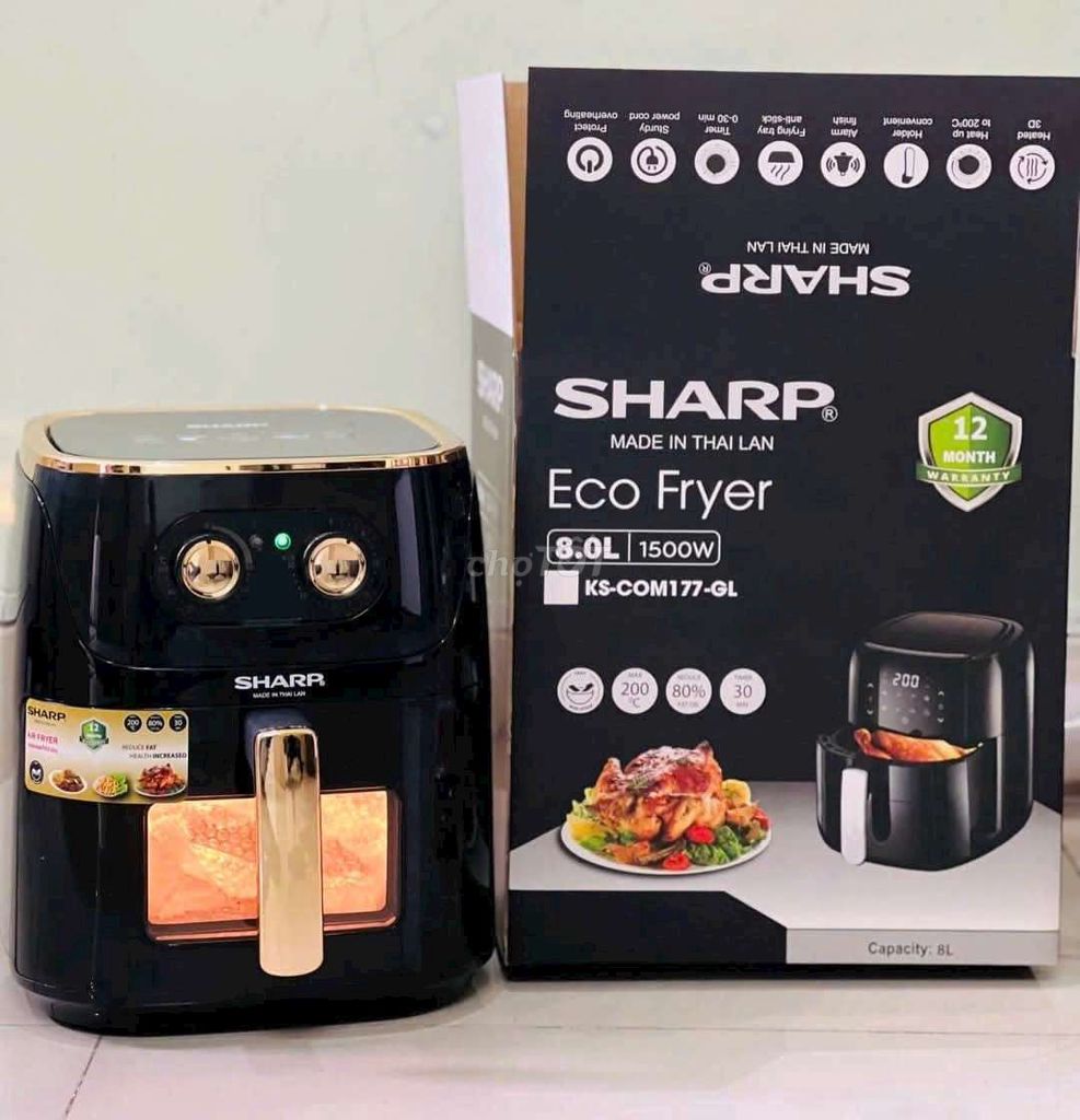 NỒI CHIÊN KO DẦU SHARP
8L CÓ KÍNH MỚI NGUYÊN HỘP