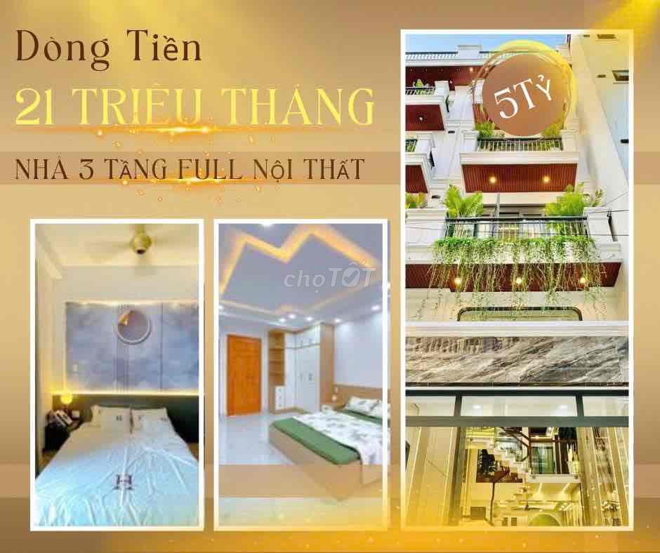 Nhà 3 tầng,khu Khách Sạn Đệ Nhất,dòng tiền 21 triệu tháng,full NT,40m2