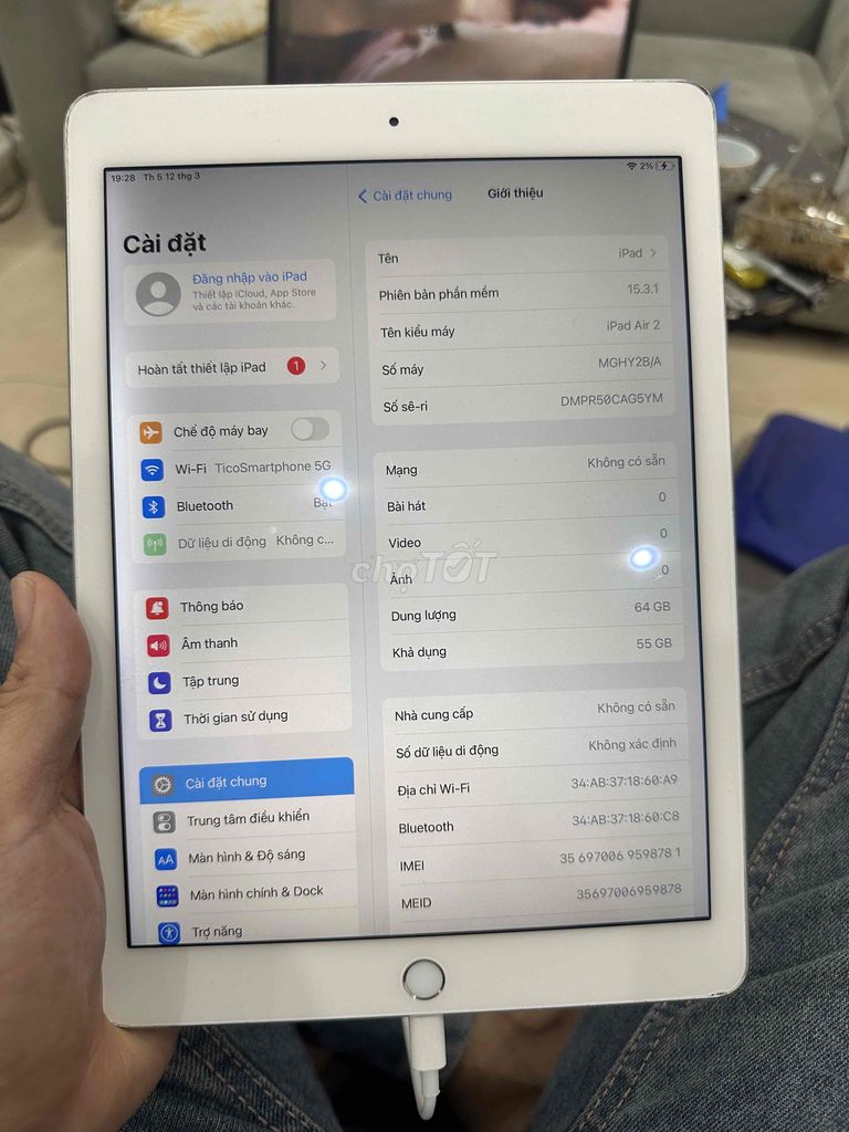 Apple iPad Air 2 64GB Bạc. Mua bán Máy tính bảng tại Quận Cầu Giấy Hà Nội được đăng bởi TicoSmartphone hình 1