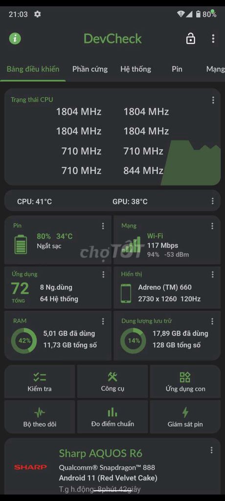 Sharp Aquos R6 128GB Đen. Mua bán Điện thoại tại Huyện Thanh Ba Phú Thọ được đăng bởi Hoàng Phong hình 1