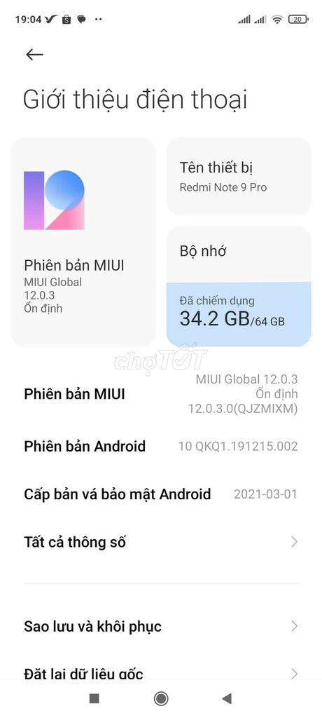 Xiaomi Redmi Note 9 Pro 64GB Xám. Mua bán Điện thoại tại Quận Hai Bà Trưng Hà Nội được đăng bởi anh minh hình 1