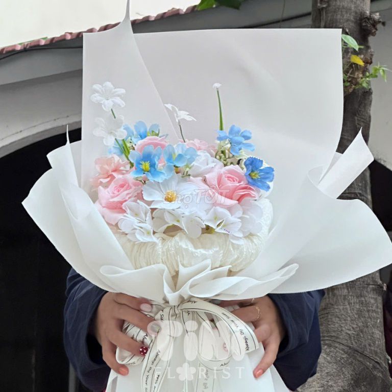Bó hoa sáp TiNi Florist HD07 Hồng, xanh, trắng. Mua bán Cây cảnh, đồ trang trí tại Quận Gò Vấp Tp Hồ Chí Minh được đăng bởi Trang Tuyết hình 1
