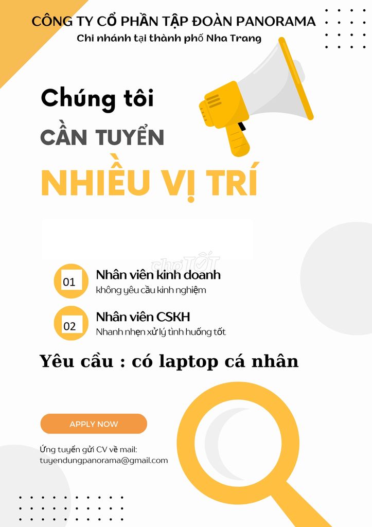 Tuyển 5 Bạn NVKD Tại Thành Phố Nha Trang
