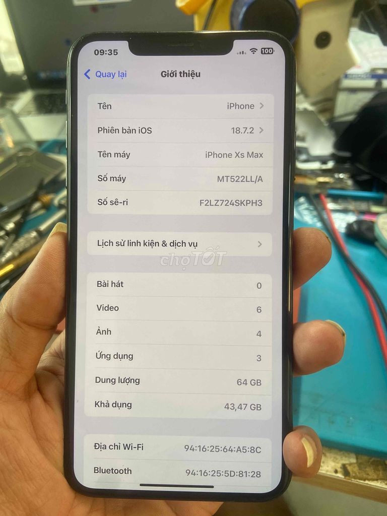 Apple iPhone Xs Max 64GB Đen mất face id. Mua bán Điện thoại tại Quận Ninh Kiều Cần Thơ được đăng bởi Nguyễn Thanh Quang hình 1