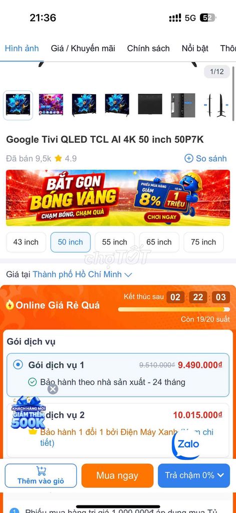 Tivi QLED TCL 50P7K 4K Việt Nam. Mua bán Tivi, Âm thanh tại Thành phố Thuận An Bình Dương được đăng bởi Nam Cường mobile hình 1