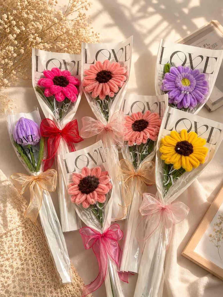 Hoa kẽm nhung Handmade nhiều màu