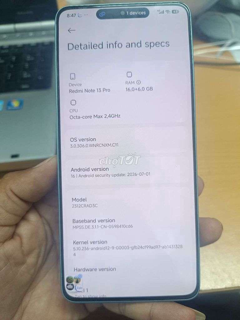 Xiaomi Redmi Note 13 Pro 5G 16GB/512GB Like New. Mua bán Điện thoại tại Huyện Đông Anh Hà Nội được đăng bởi THDH Nguyen hình 1