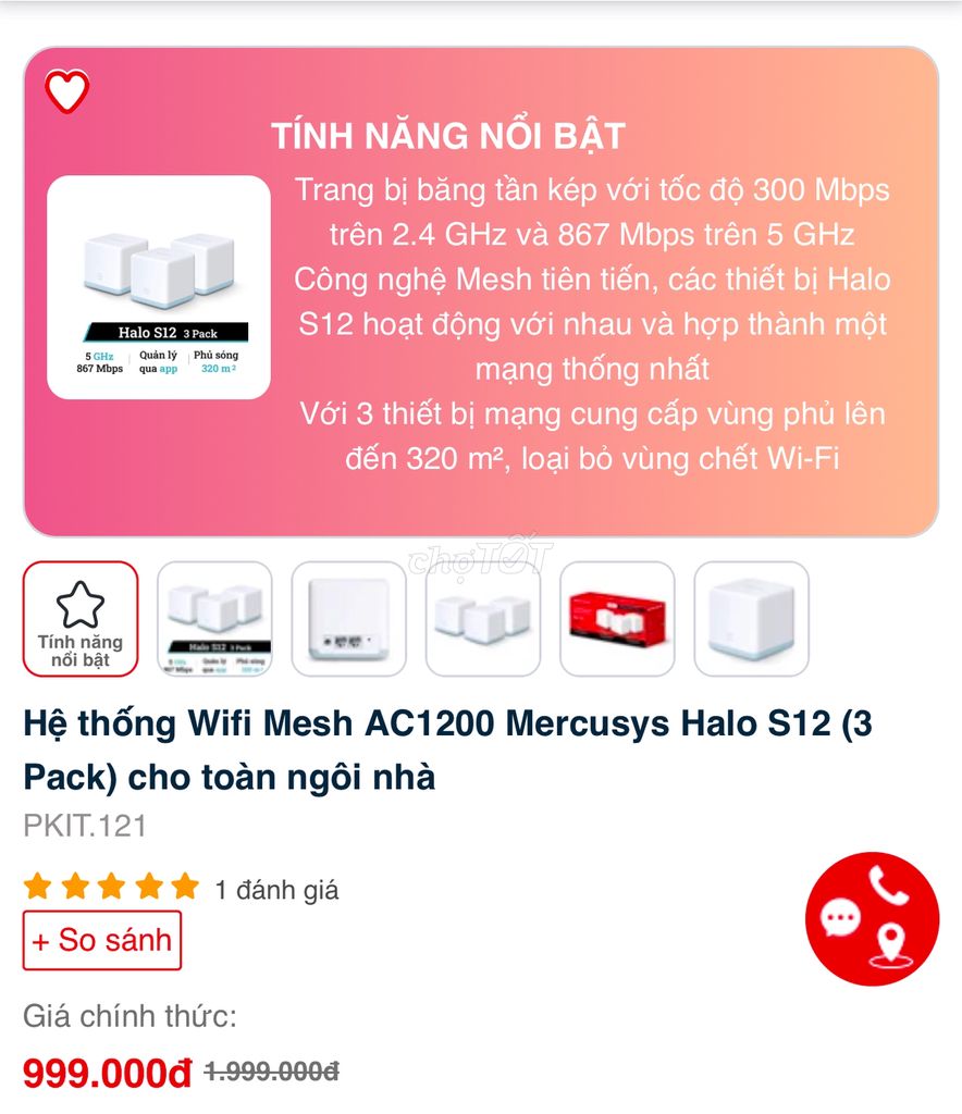 Bộ 3 Wifi mesh Mercusys halo s12