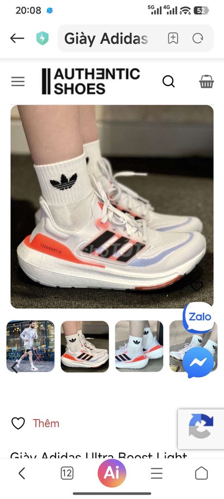 Giày thể thao Adidas Ultra Boost Light Trắng. Mua bán Giày dép tại Thành phố Thủ Đức Tp Hồ Chí Minh được đăng bởi Trọng Anh Trần hình 1
