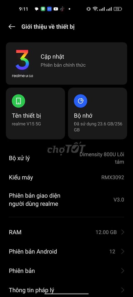 Realme V15 5G 256GB 90% mới. Mua bán Điện thoại tại Huyện Phong Điền Cần Thơ được đăng bởi NGUYEN LE VIET TUAN hình 1