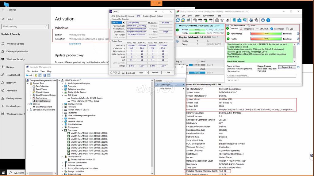 Dell OptiPlex 3090 Nvme 256GB - siêu mượt. Mua bán Máy tính để bàn tại Quận Cái Răng Cần Thơ được đăng bởi Bin Bin hình 1