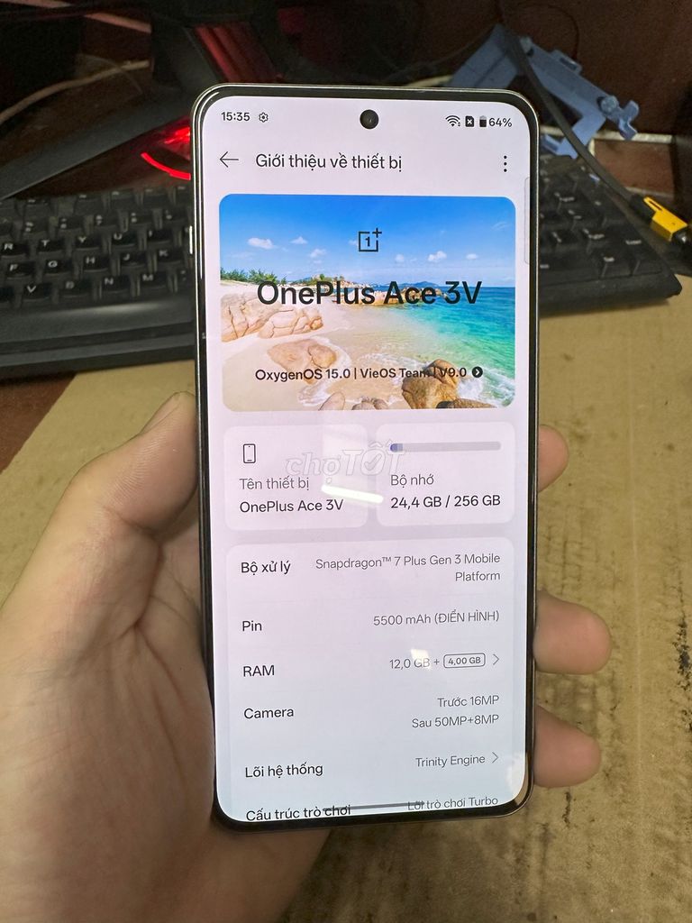 OnePlus Ace 3V 256GB Xám. Mua bán Điện thoại tại Quận Thanh Xuân Hà Nội được đăng bởi Bùi Đức Tú hình 1