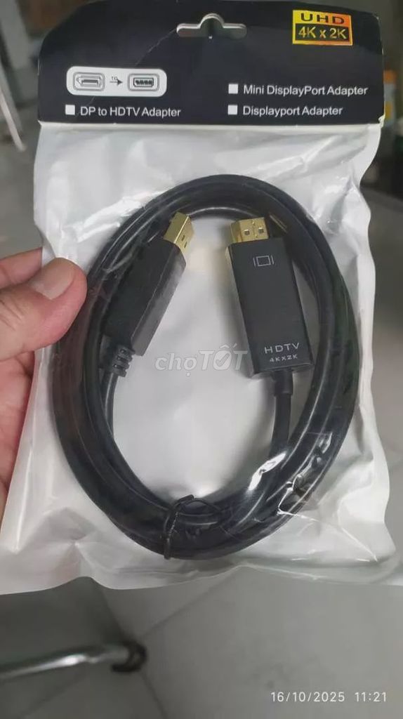 Cáp chuyển DP sang HDMI 1.8m Đen. Mua bán Phụ kiện (Màn hình, Chuột...) tại Quận Thanh Khê Đà Nẵng được đăng bởi  LAPTOP pc  hình 1