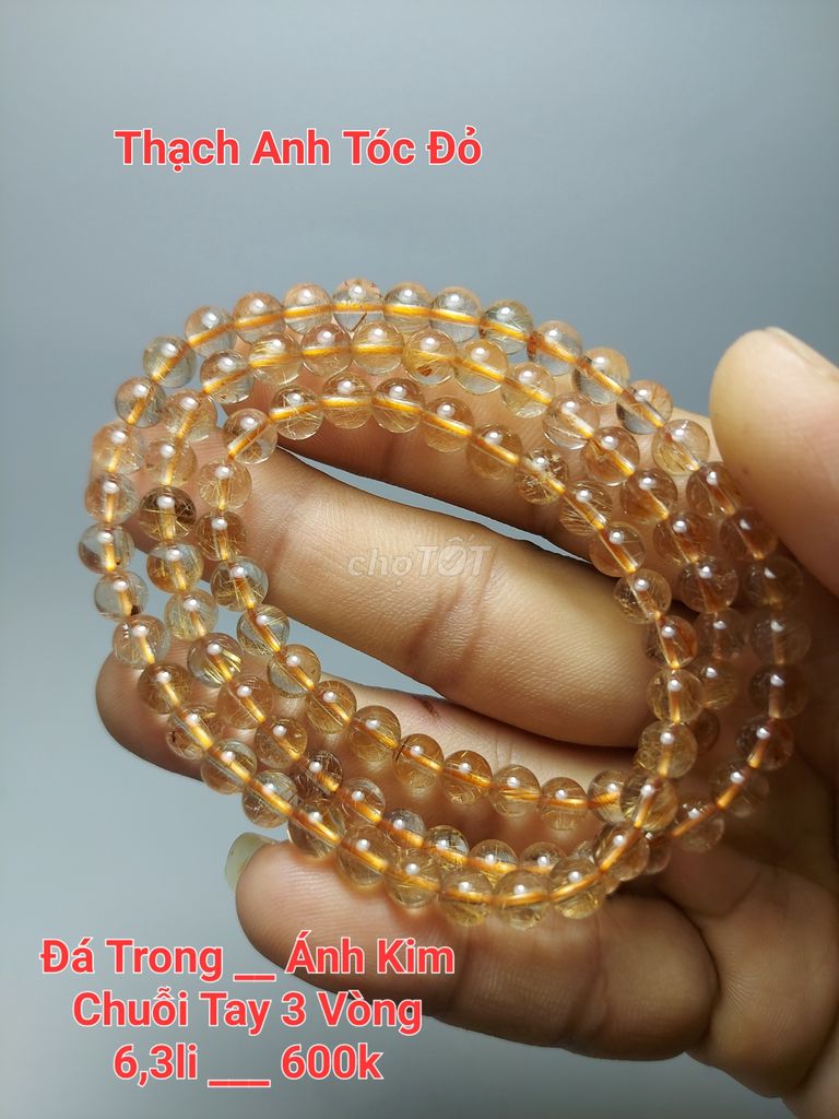Chuỗi tay 3 vòng đá thạch anh tóc đỏ 6,3li. Mua bán Phụ kiện thời trang khác tại Huyện Vĩnh Cửu Đồng Nai được đăng bởi Thành Tâm hình 1