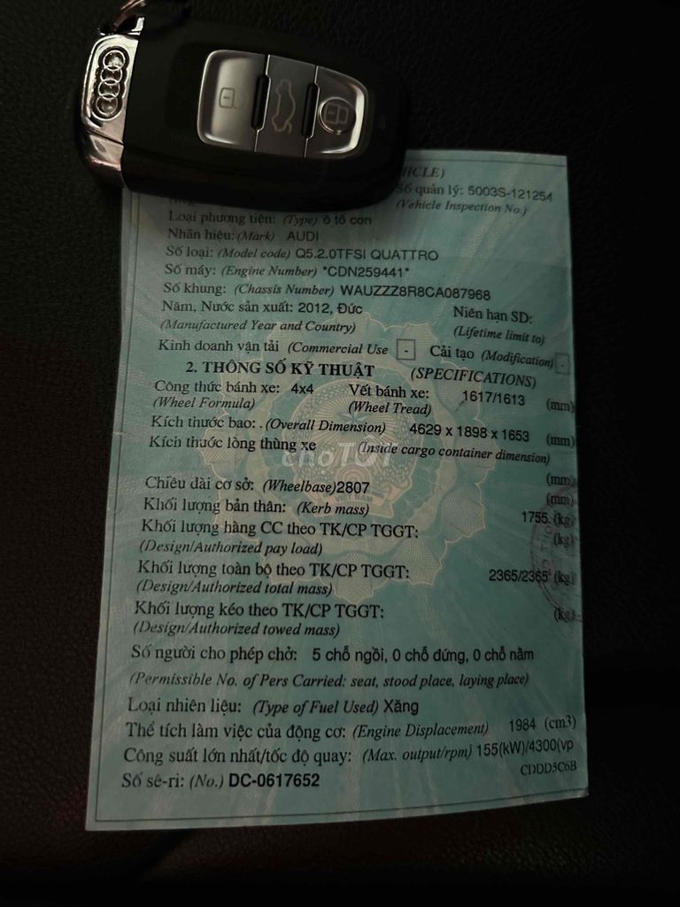 Audi Q5 2012 2.0T Premium Quattro - 156 km. Mua bán Ô tô tại Huyện Củ Chi Tp Hồ Chí Minh được đăng bởi A Phong hình 10