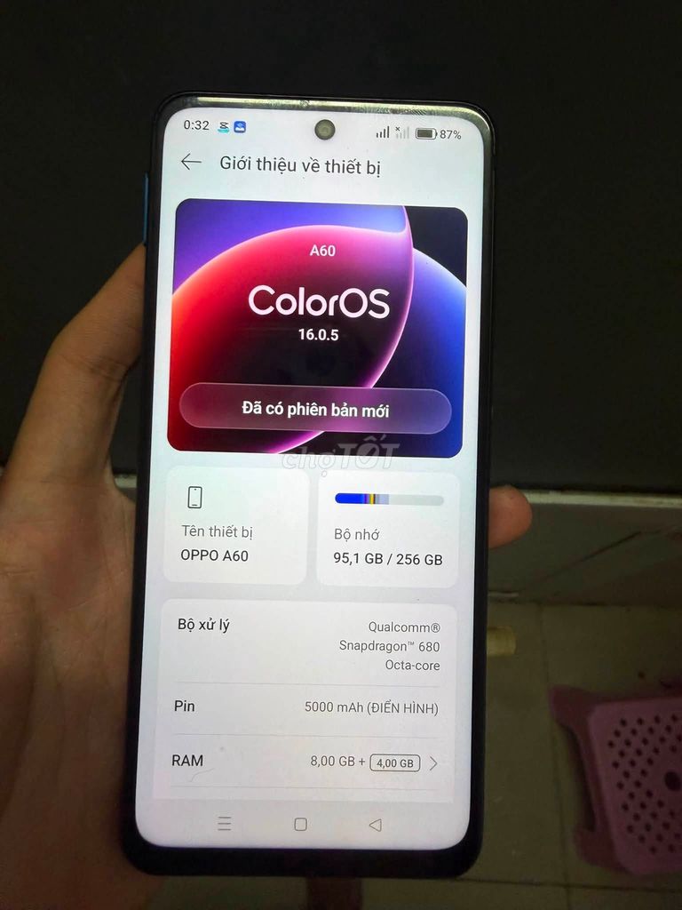Oppo A60 256GB Đen Like New. Mua bán Điện thoại tại Huyện Củ Chi Tp Hồ Chí Minh được đăng bởi Hội Đồ Điện Tử hình 1