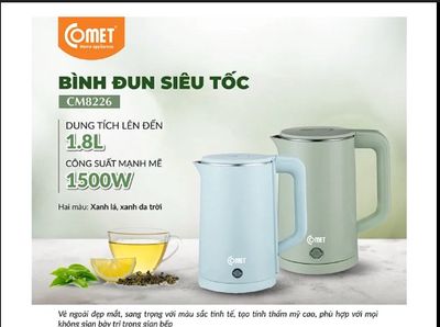 Bình đun siêu tốc Comet CM8226 1.8L. Mua bán Bếp, lò, đồ điện nhà bếp tại Quận Ninh Kiều Cần Thơ được đăng bởi HOANG