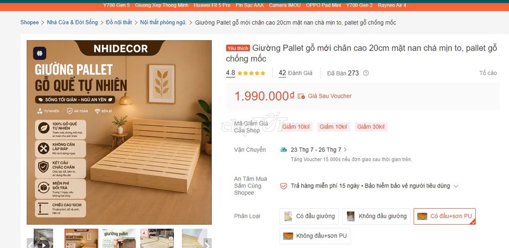 Giường Pallet Gỗ Tự Nhiên 20cm 1m6 2m new. Mua bán Giường, chăn ga gối nệm tại Quận 6 Tp Hồ Chí Minh được đăng bởi Duan hình 1