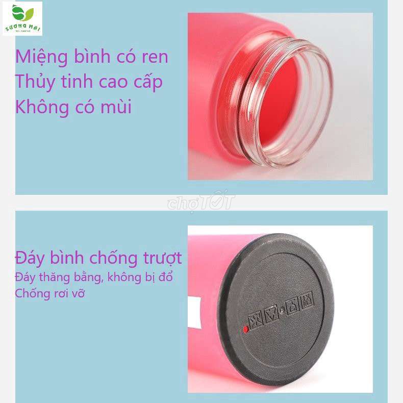 BÌNH THỦY TINH 2 LỚP CÁCH NHIỆT 400ML - SƯƠNG MAI