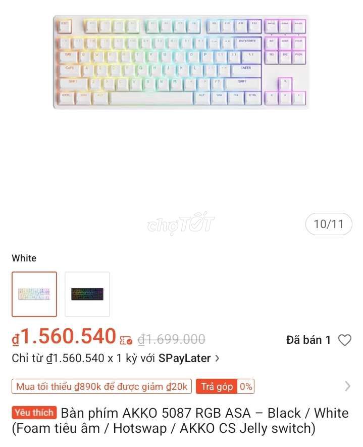 Mới 1tr5 phím cơ Akko 5087 RGB hotswap 2024