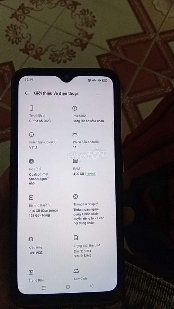 OPPO A5 2020 128GB Đen. Mua bán Điện thoại tại Huyện Yên Mỹ Hưng Yên được đăng bởi Small Music hình 1