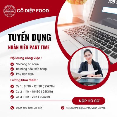 Tuyển 20 Nhân Viên Làm PartTime  Tại Gò Vấp