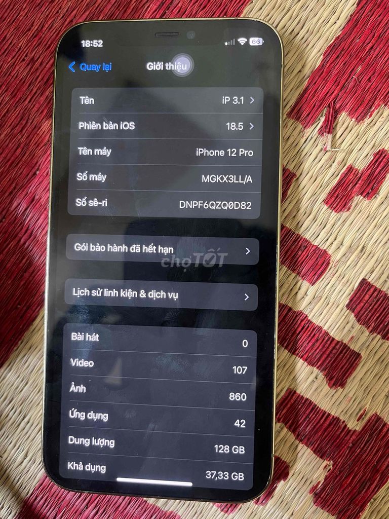 Apple iPhone 12 Pro 128GB Vàng Máy lock. Mua bán Điện thoại tại Huyện Ứng Hòa Hà Nội được đăng bởi Motmai hình 1