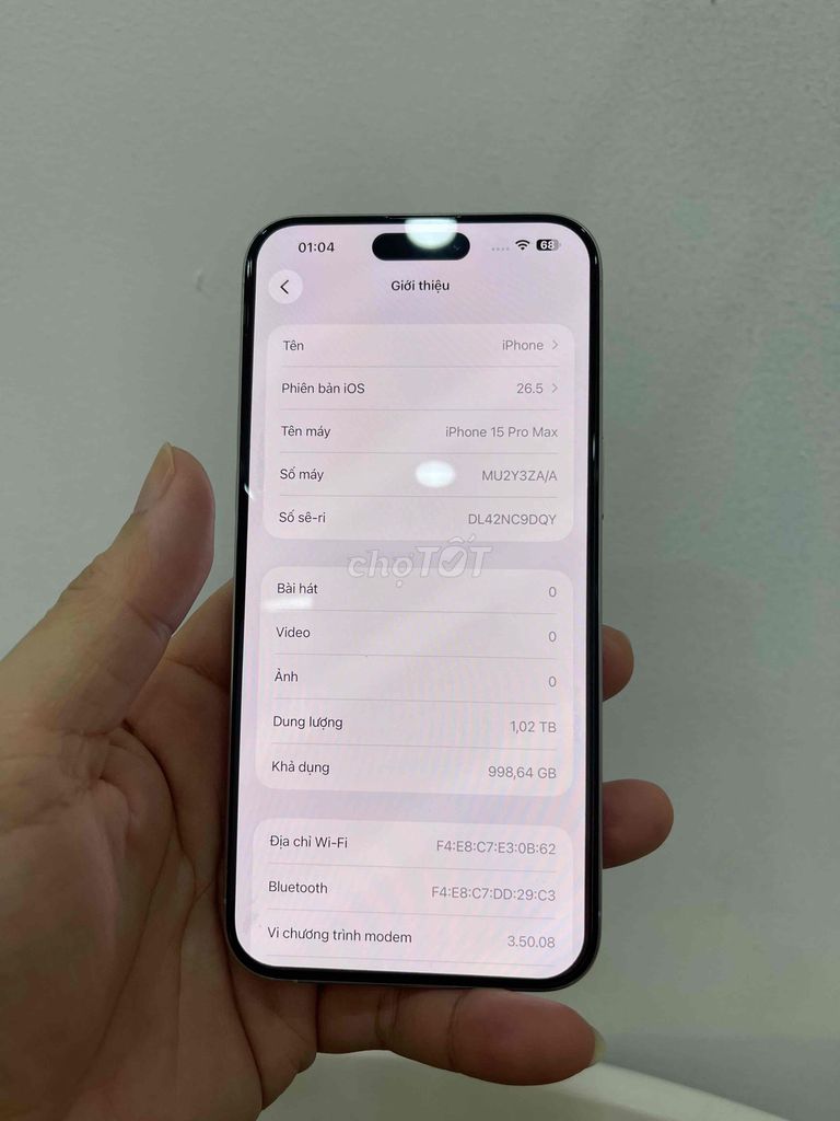 iPhone 15 Pro Max 1TB Bạc 99%. Mua bán Điện thoại tại Quận Phú Nhuận Tp Hồ Chí Minh được đăng bởi hoang anh 255 hình 1