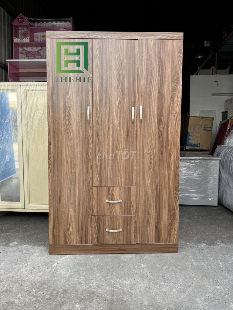 Tủ quần áo Gỗ MDF Nâu vân gỗ 3 cánh 2 ngăn. Mua bán Tủ, kệ gia đình tại Thành phố Thủ Đức Tp Hồ Chí Minh được đăng bởi Nội Thất Quang Hùng hình 1