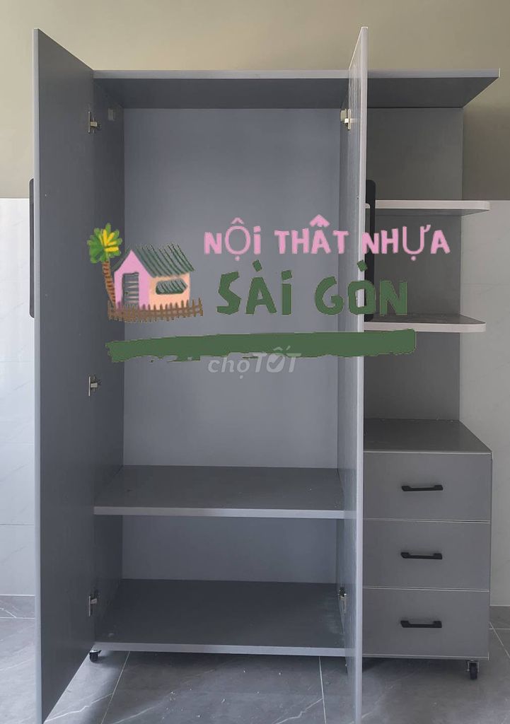 Tủ quần áo Nhựa Đài Loan Xám 1m8x1m23x45cm. Mua bán Tủ, kệ gia đình tại Quận 4 Tp Hồ Chí Minh được đăng bởi Nội thất giá xưởng hình 1