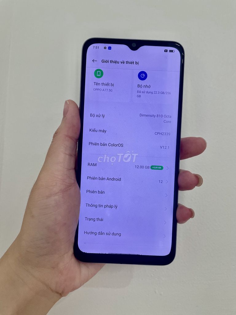Oppo A77 5G 256GB Trắng Đã sử dụng. Mua bán Điện thoại tại Quận Phú Nhuận Tp Hồ Chí Minh được đăng bởi Vân Anh hình 1