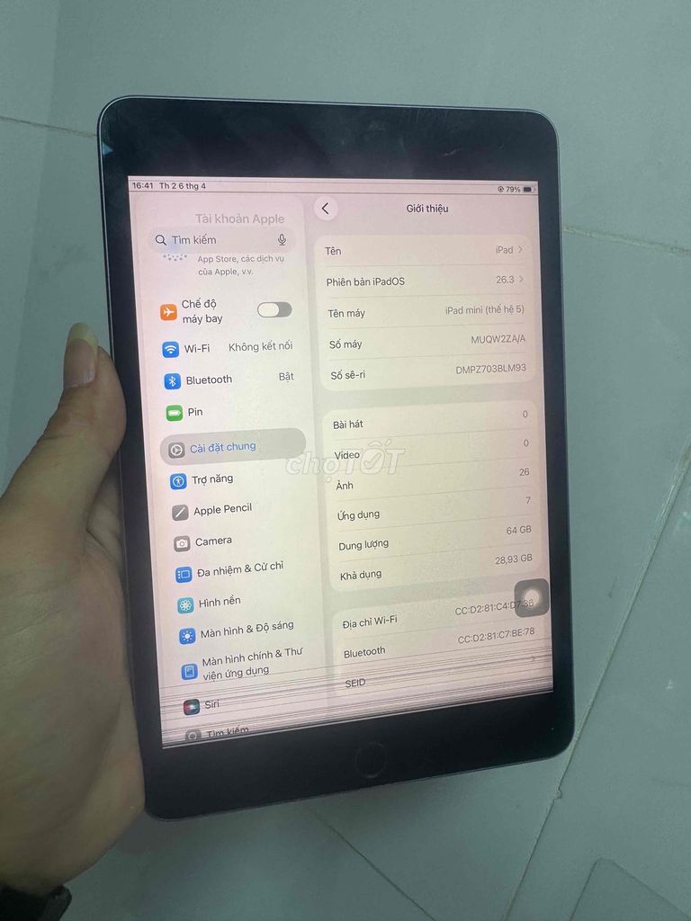 Apple iPad mini 5 64GB Xám. Mua bán Máy tính bảng tại Thành phố Tân An Long An được đăng bởi lê văn thái hình 1