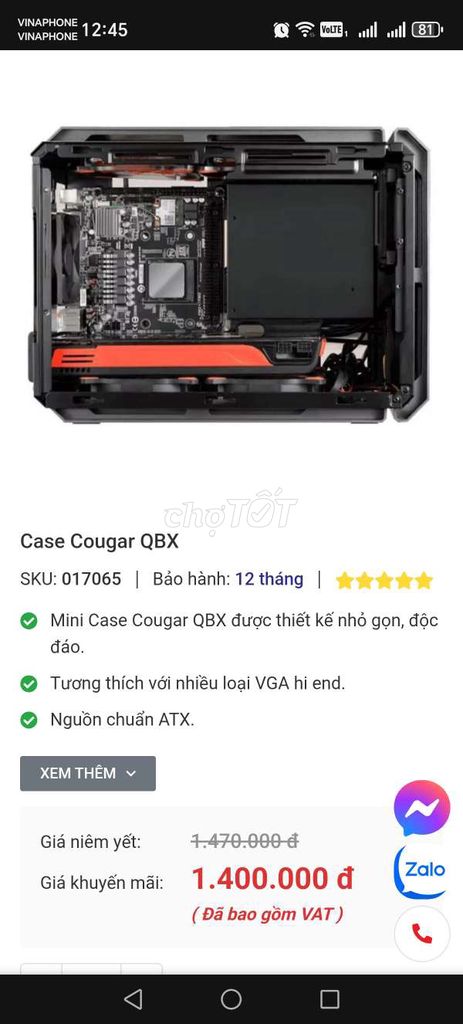 Vỏ case Cougar QBX Đen ITX. Mua bán Linh kiện (RAM, Card...) tại Thành phố Châu Đốc An Giang được đăng bởi Đỗ Thành Lợi hình 1