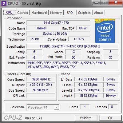 CPU intel i7 4770