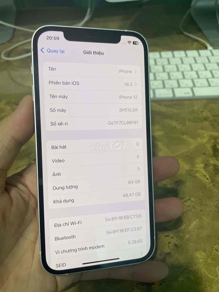 iPhone 12 64GB Trắng 93%. Mua bán Điện thoại tại Quận 8 Tp Hồ Chí Minh được đăng bởi Văn Bình mobile  hình 1