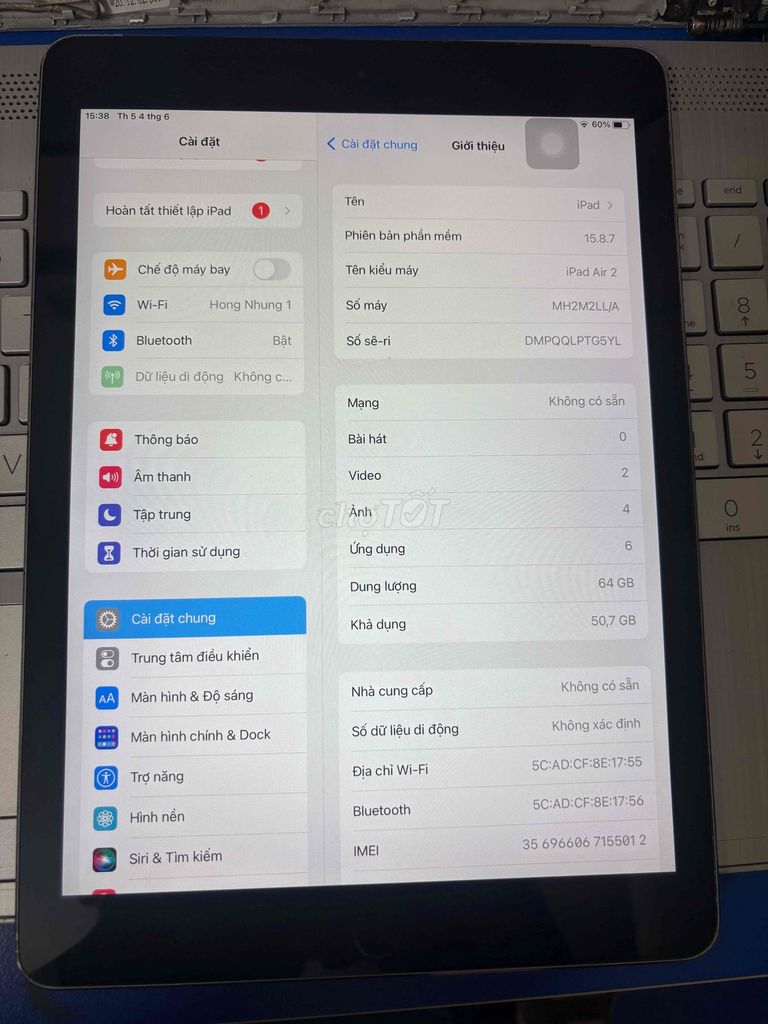Apple iPad Air 2 64GB Đã qua sử dụng. Mua bán Máy tính bảng tại Huyện Thường Tín Hà Nội được đăng bởi kiencuong hình 1